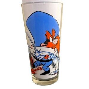Yosemite Sam Speedy Gonzales Looney Tunes Pepsi Glass Gold Panning Vintage USA